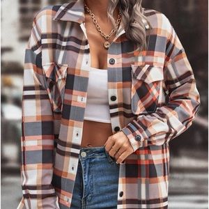 NWT plaid button down long sleeve top